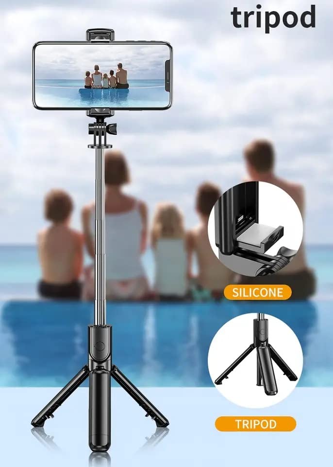 HUMBLE Extendable Selfie Stick, Bluetooth Selfie Stick with Tripod Stand and Detachable Wireless Bluetooth Remote, Ultra Compact Selfie Stick for Mobile and All Smart Phones-