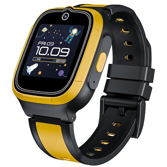 boAt Newly Launched Wanderer Smart Kid's Watch w/ 1.4" (3.5 cm) HD Display, 4G/Wi-Fi, 2-Way Video & Voice calls, SOS, Geo Fencing, Restrict Unknown Calls, Parental Controls,2MP Camera(Sunshine Yellow)