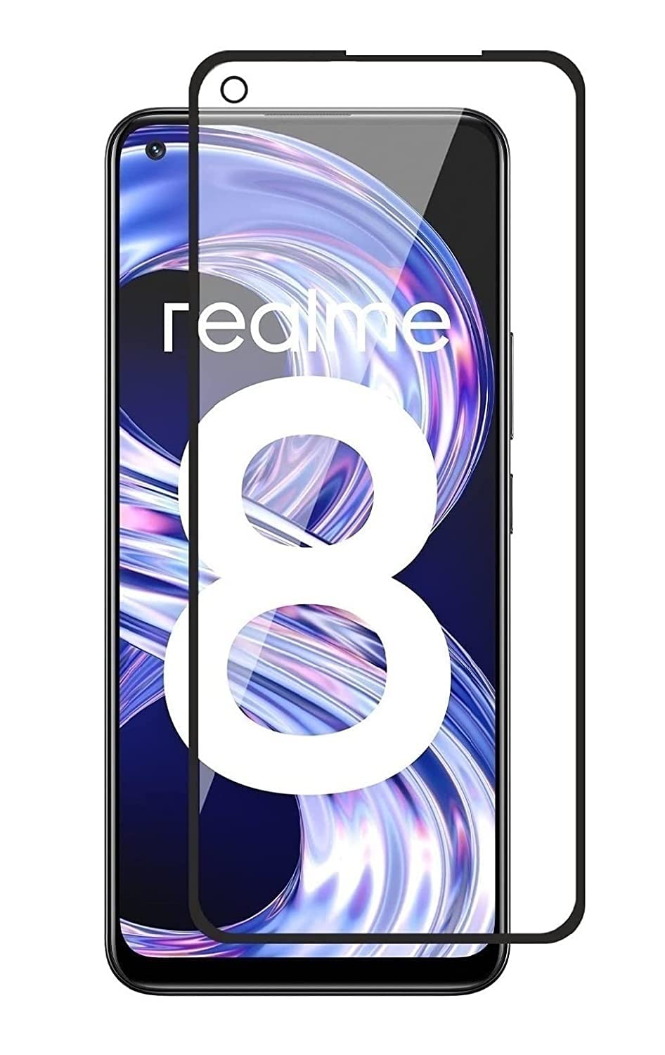 JGD PRODUCTS Black HD Tempered Glass for Realme 8, Realme 8S, Realme 8 Pro 5G - Full edge to edge Coverage