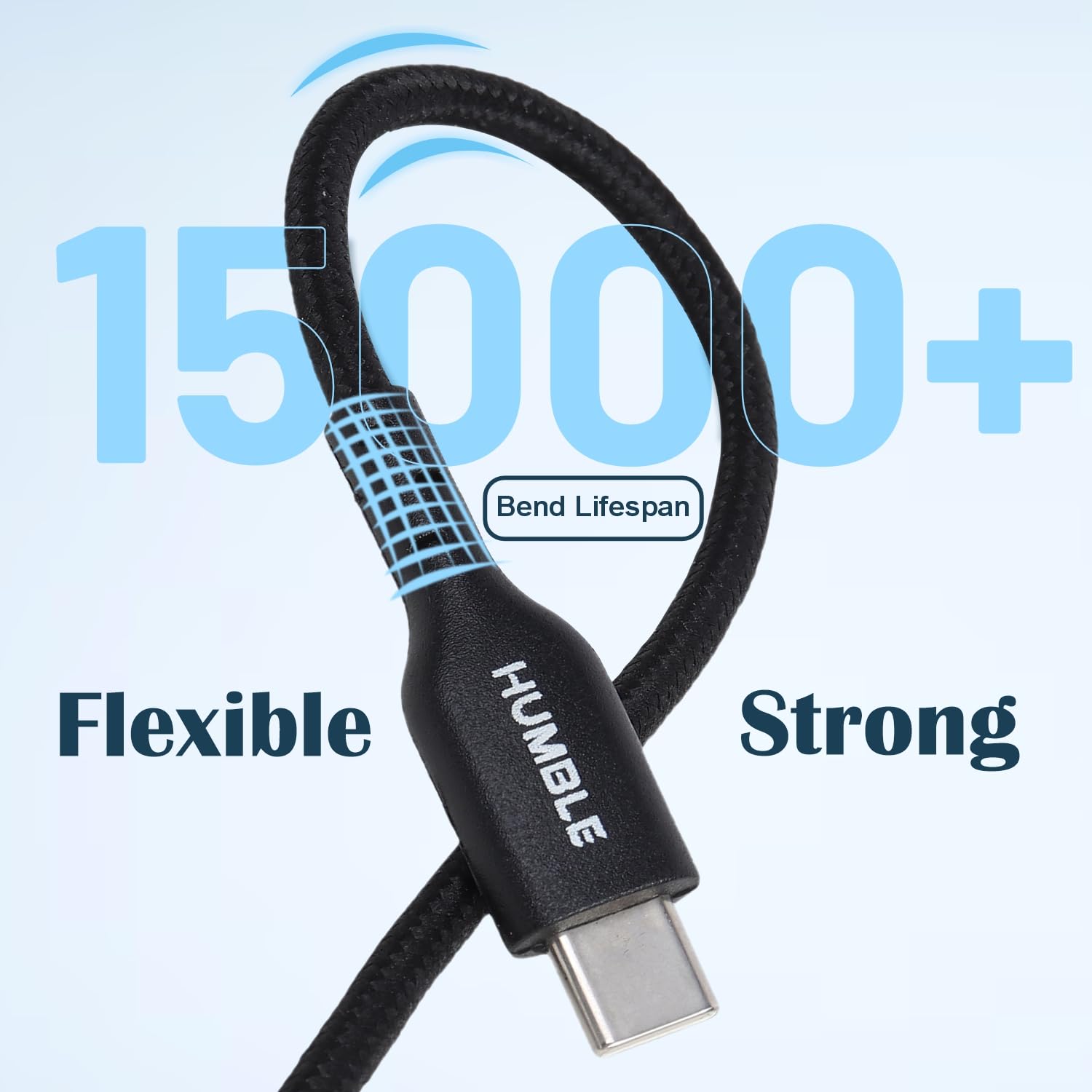 HUMBLE Premium Braided 60W / 3.4A Type C to Type C Sync & Super Fast Charging Cable, 480mbps Data Transmission, 1.2M Length for Smartphones, Tablets, Laptop, PC & Other Type C Devices- Black